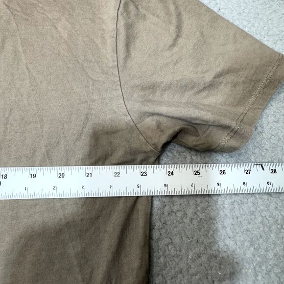 Fear of God Essentials Shirt Mens Large Beige Applique Boxy Khaki Logo Spell Out - Picture 16 of 16